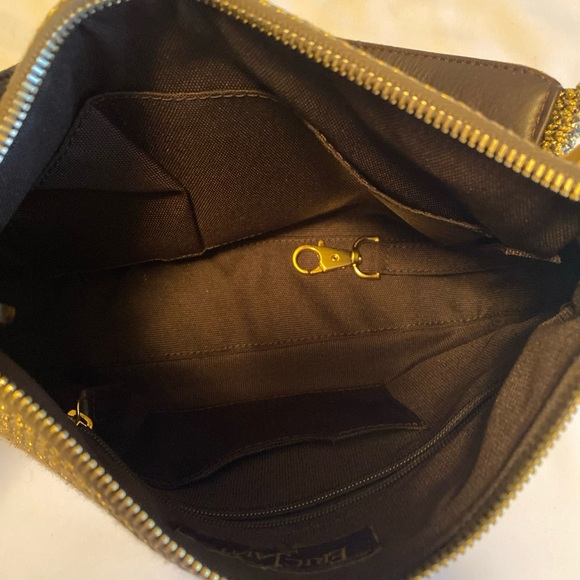 ERIC JAVITS Straw Woven Shoulder Bag Gold Black - Picture 9 of 12